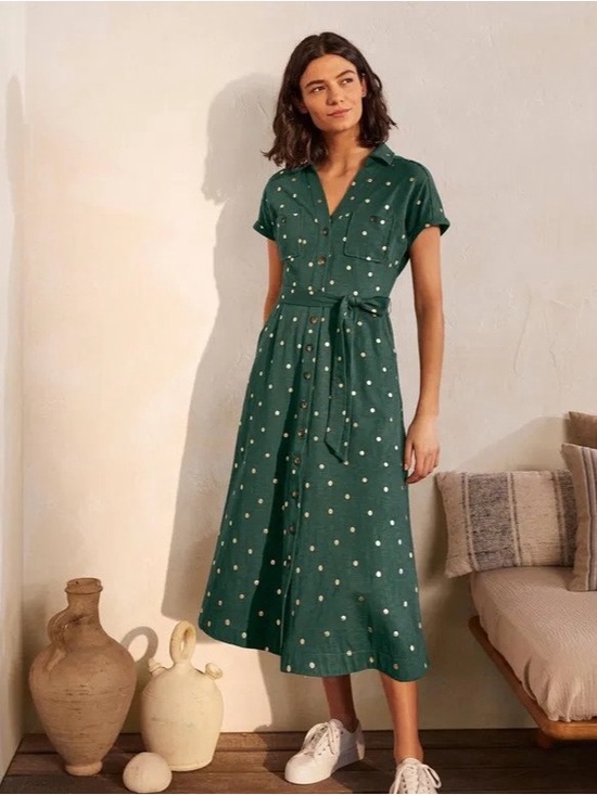 Boden Dresses & Skirts - Boden Thomasina Jersey Shirt Dress Midi in Green Size 4